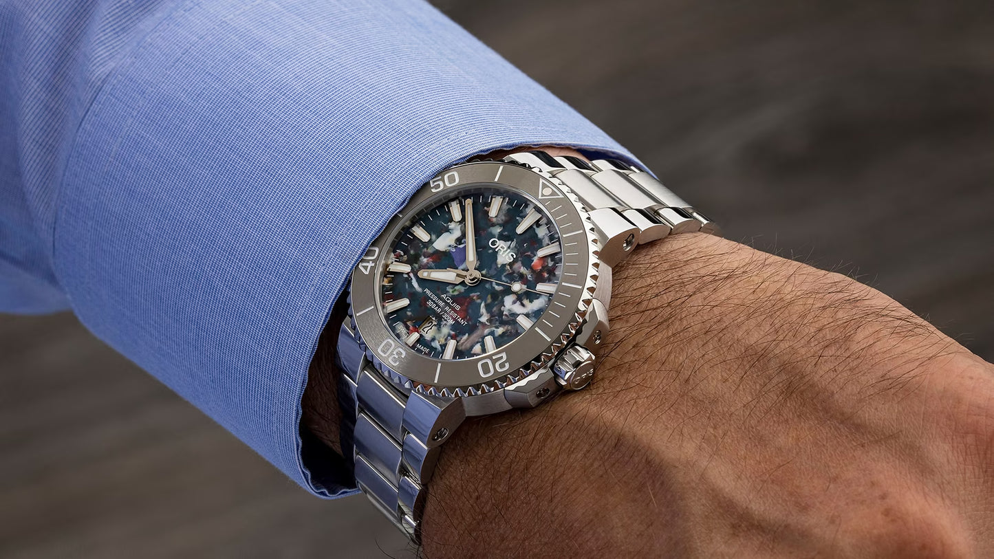 Oris Aquis Rainbow Upcycle Special Edition Multicoloured Dial Men's Watch - 01 733 7766 4150-SET