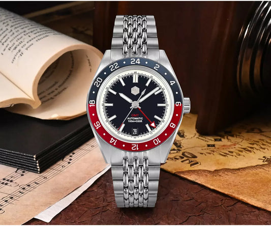 San Martin GMT Pepsi 39.5mm Sports Automatic Men's Watch - SN0116