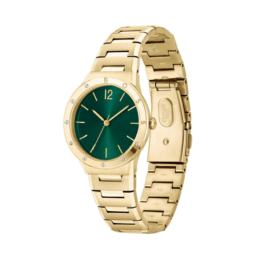 Hugo Boss BOSS Breath Gold Green Dial Ladies Watch- 1502649