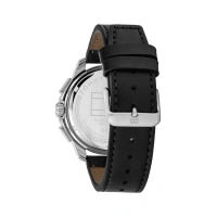 Tommy Hilfiger Blue Dial Black Leather Multi-function Men's Watch - 1710619