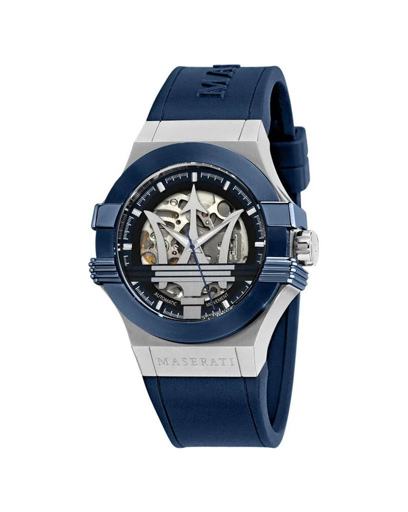 Maserati Potenza Skeleton Dial Blue Silicone Strap Men's Watch- R8821108028