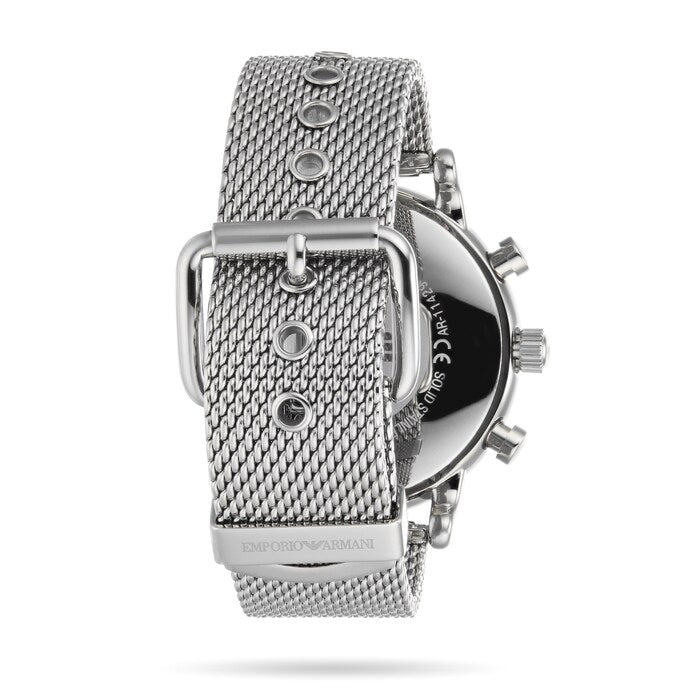 Emporio Armani Mesh Chain Black dial Men's Chronograph Watch- AR11429