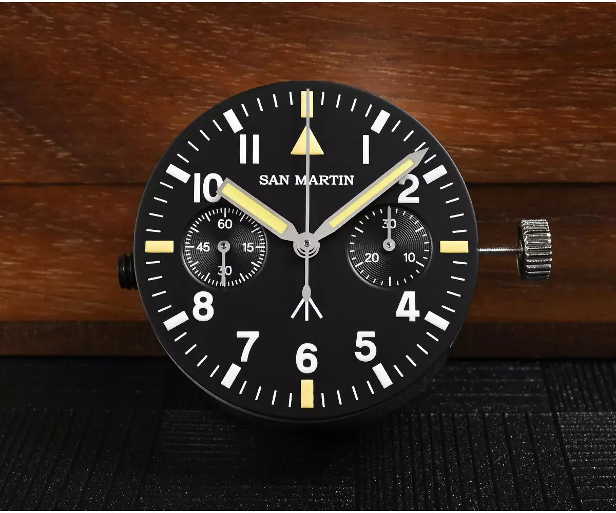 San Martin Manual Mechanical Simple Military Men's Chronograph watch- SN0105-G-JS