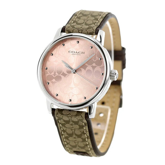 Coach Pink Dial Leather Strap Ladies Watch - 14503404