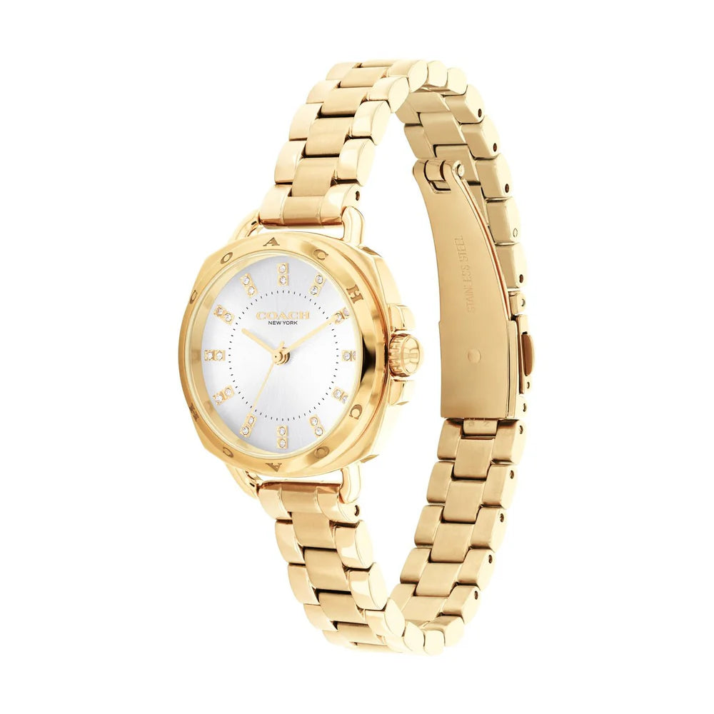 Coach White Dial Stainless Steel Gold Strap Ladies Watch - 14504153