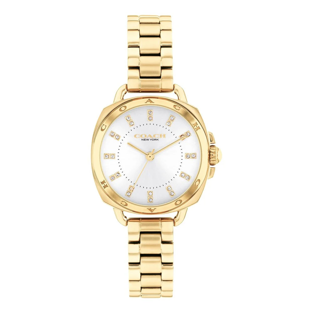 Coach White Dial Stainless Steel Gold Strap Ladies Watch - 14504153