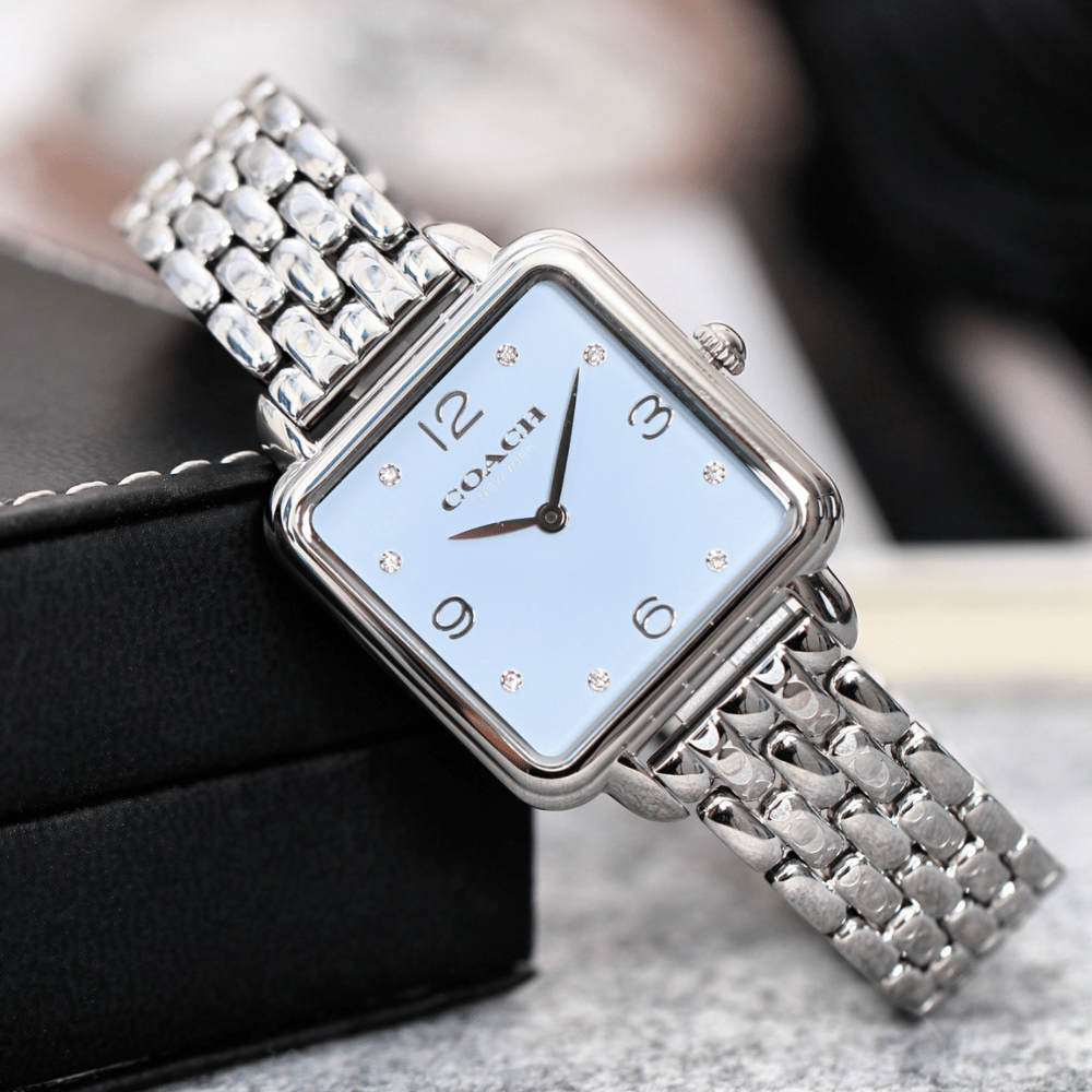 Coach Accent Square Shape Blue Dial Ladies Watch - 14504494