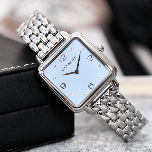 Coach Accent Square Shape Blue Dial Ladies Watch - 14504494