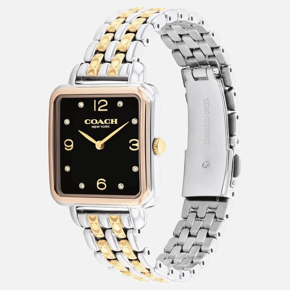 Coach Square Shape Black Dial Ladies Watch - 14504496
