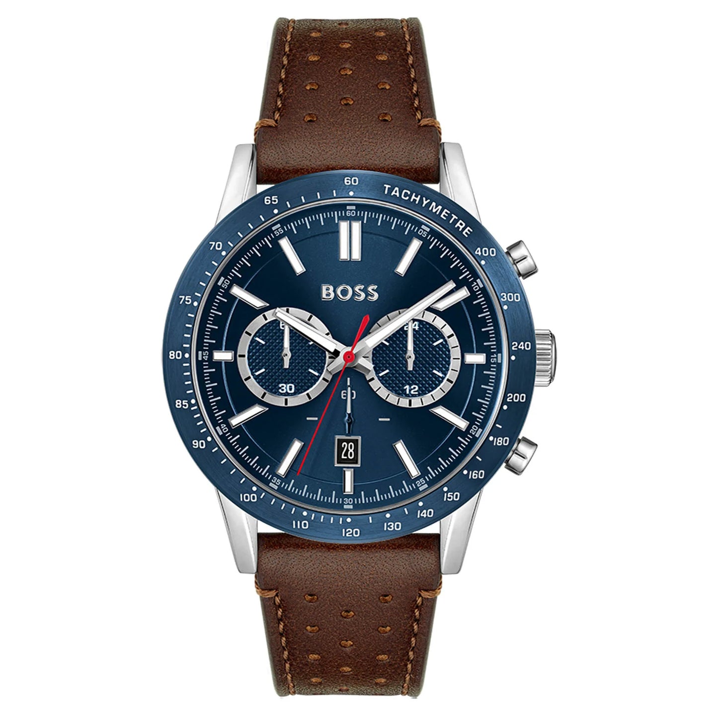 Hugo Boss Brown Leather Blue Dial Men's Watch- 1513921