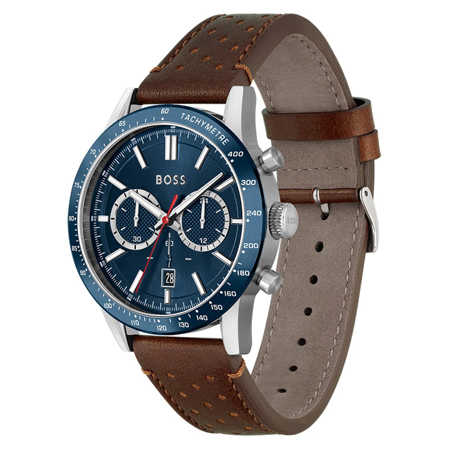 Hugo Boss Brown Leather Blue Dial Men's Watch- 1513921