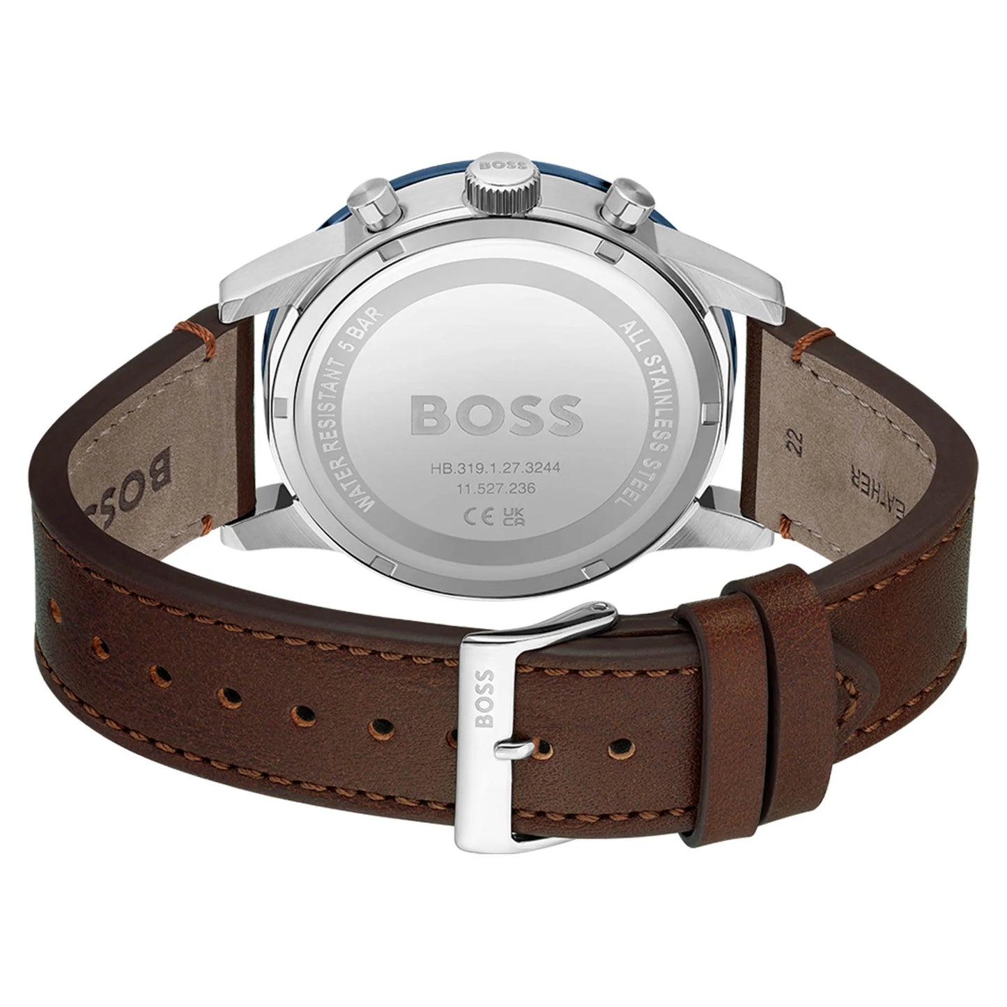 Hugo Boss Brown Leather Blue Dial Men's Watch- 1513921