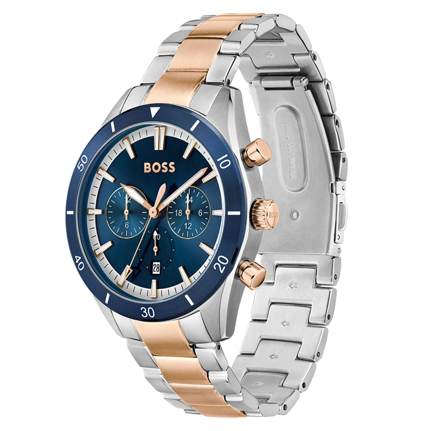 Hugo Boss Dual-Tone Steel Blue Dial Men's Chronograph Watch- 1513937