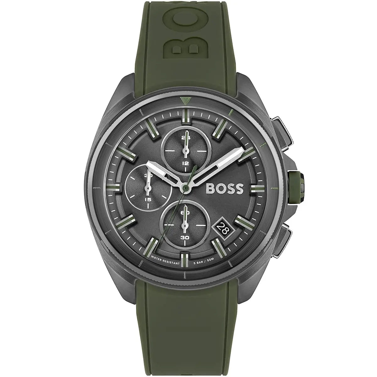 Hugo Boss Volane Chronograph Green Silicone Strap Men's Watch - 1513952