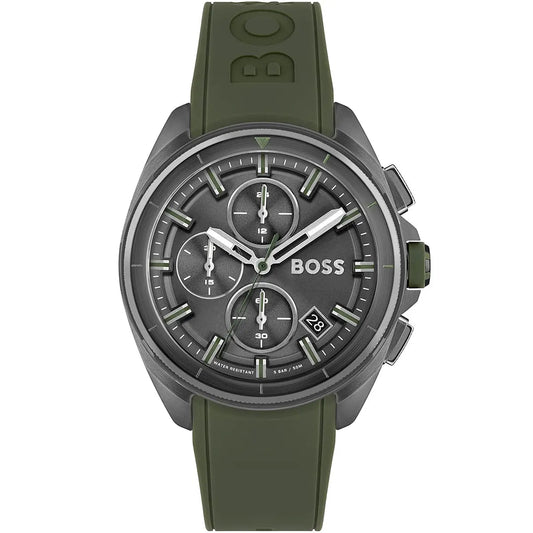 Hugo Boss Volane Chronograph Green Silicone Strap Men's Watch - 1513952