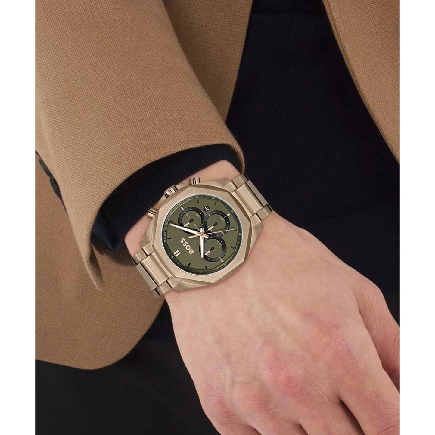Hugo Boss Olive Green Dial Chronograph Men's Watch - 1514019