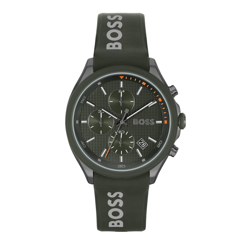 Hugo Boss Velocity Green Dial Green Rubber Strap Men's Watch - 1514060
