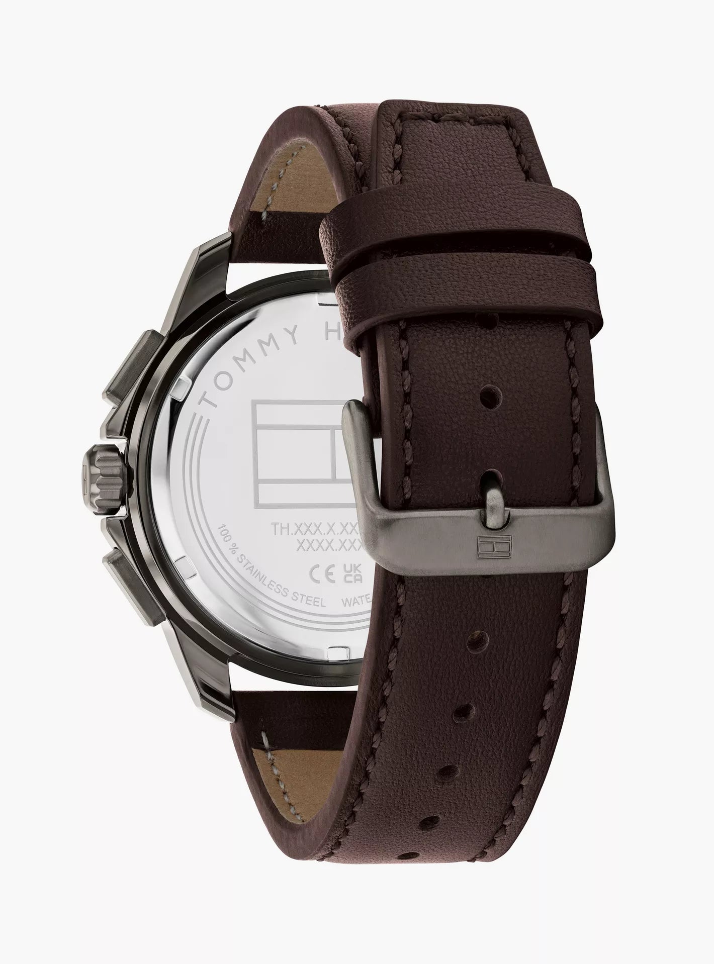 Tommy Hilfiger Grey Dial Brown Leather Strap Chronograph Men's Watch - 1710623