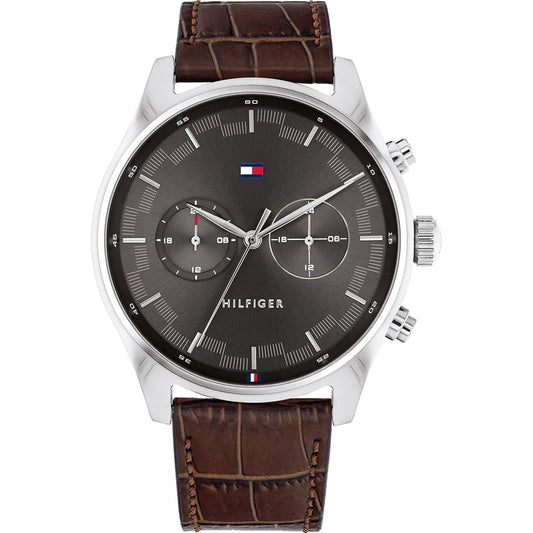 Tommy Hilfiger Brown Leather Strap Men's Chronograph Watch- 1710422