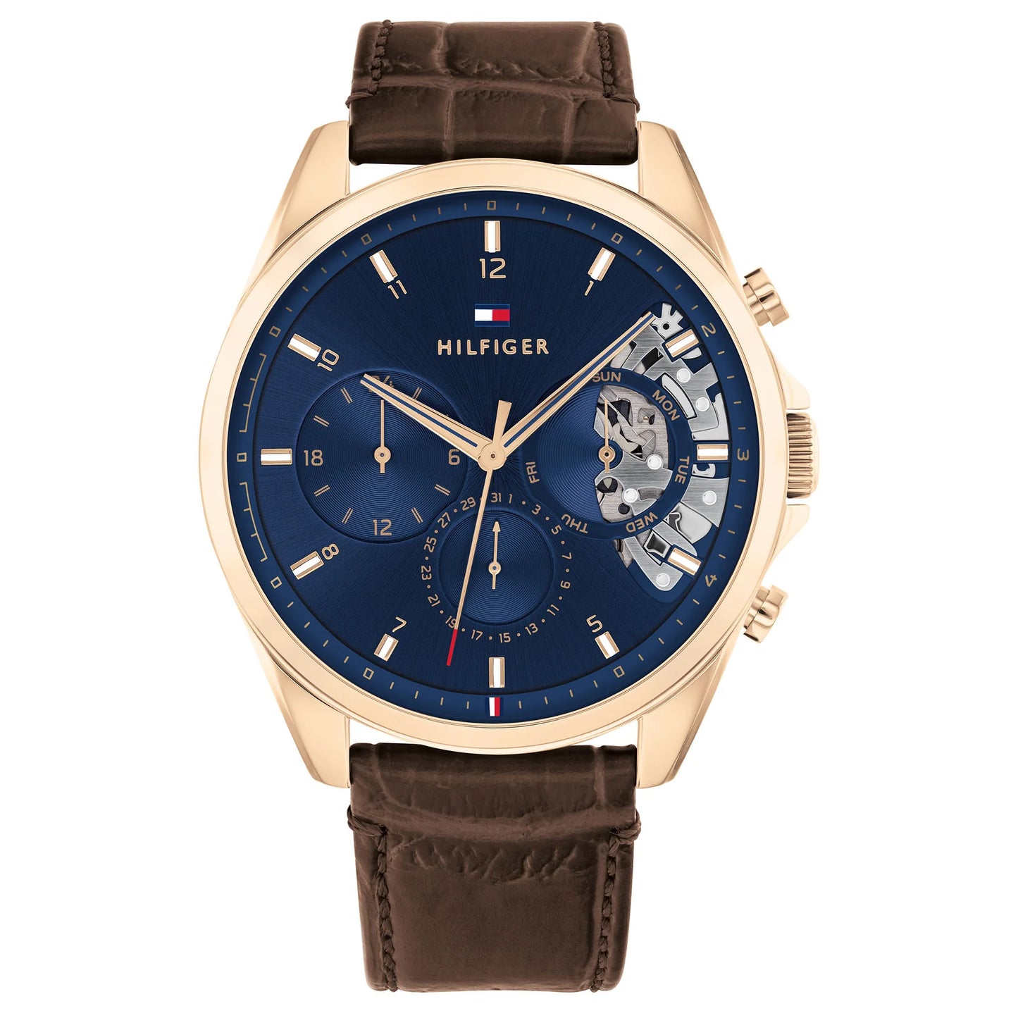 Tommy Hilfiger Rose Gold Leather Strap Men's Multifunction Watch- 1710453