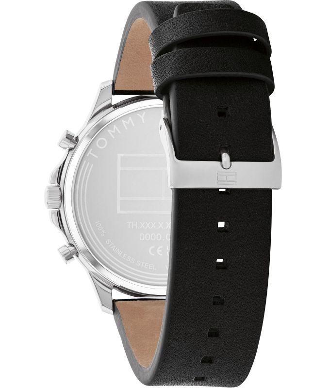 Tommy Hilfiger Ryder Black Leather Strap Men's Multi Function  Watch- 1710495