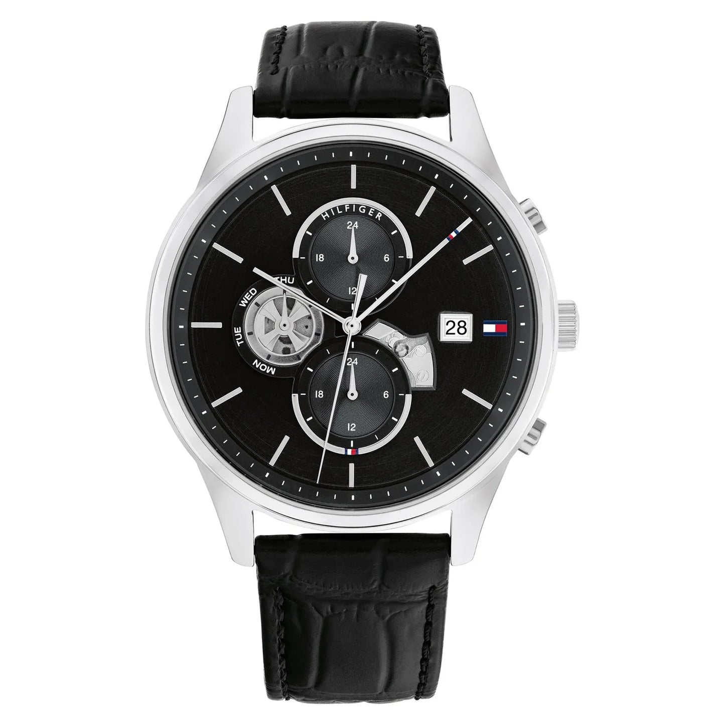 Tommy Hilfiger Black Leather Strap Multi-Function Men's Watch- 1710502