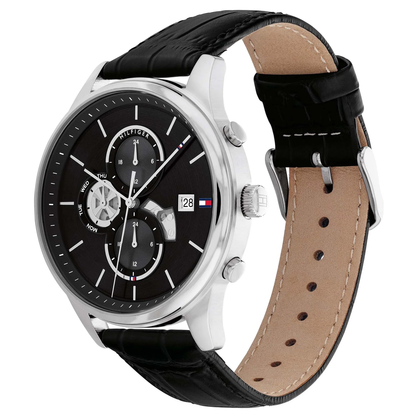 Tommy Hilfiger Black Leather Strap Multi-Function Men's Watch- 1710502