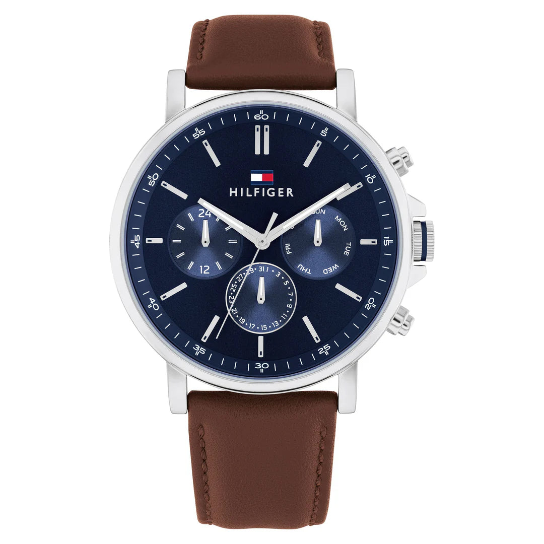 Tommy Hilfiger Tyson Brown Leather Strap Men's Multifunction Watch- 1710585