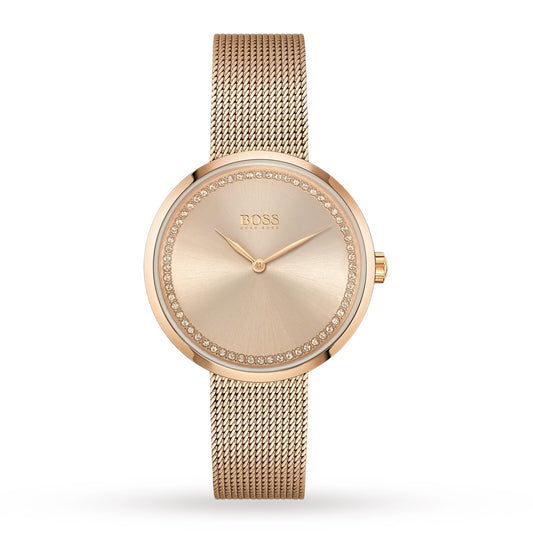 Hugo Boss Quartz Carnation Gold Coloured Stainless Steel Mesh Bracelet Ladies Watch - 1502548