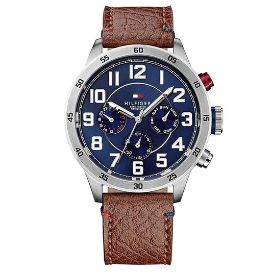 Tommy Hilfiger Trent Brown Leather strap Men's Multifunction Watch- 1791066