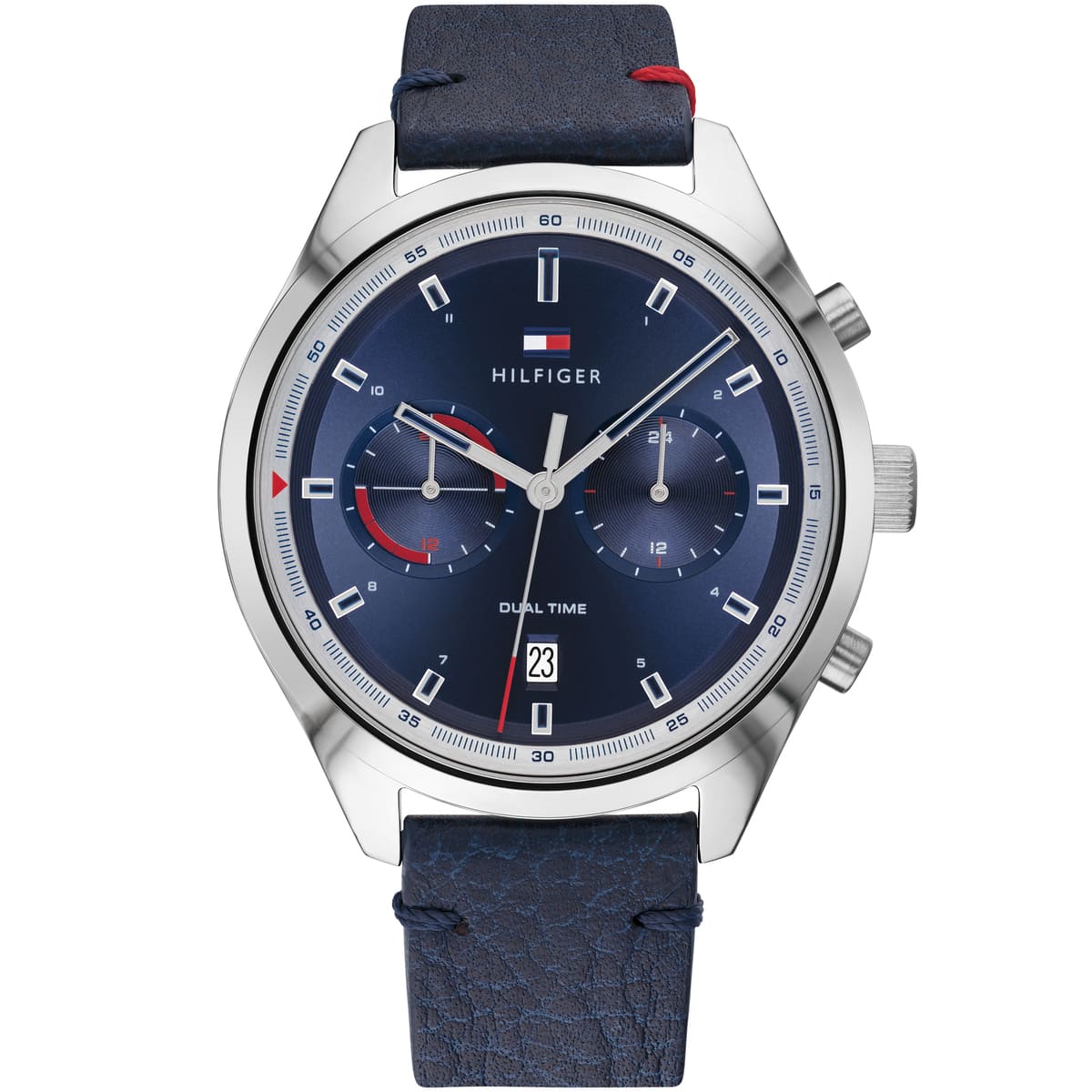 Tommy Hilfiger Leather strap Blue  Dial Men's Chronograph Watch- 1791728