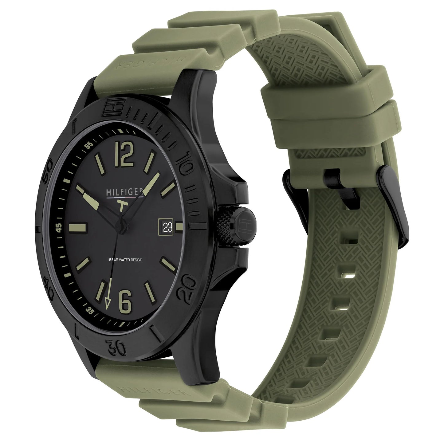 Tommy Hilfiger Green Silicone Band Men's Watch- 1791992