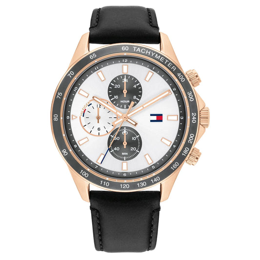 Tommy Hilfiger Rose Gold Leather Strap Men's Multi function Watch- 1792016