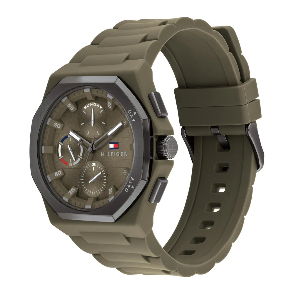 Tommy Hilfiger Silicone Green Dial Multi-function Men's Watch - 1792121