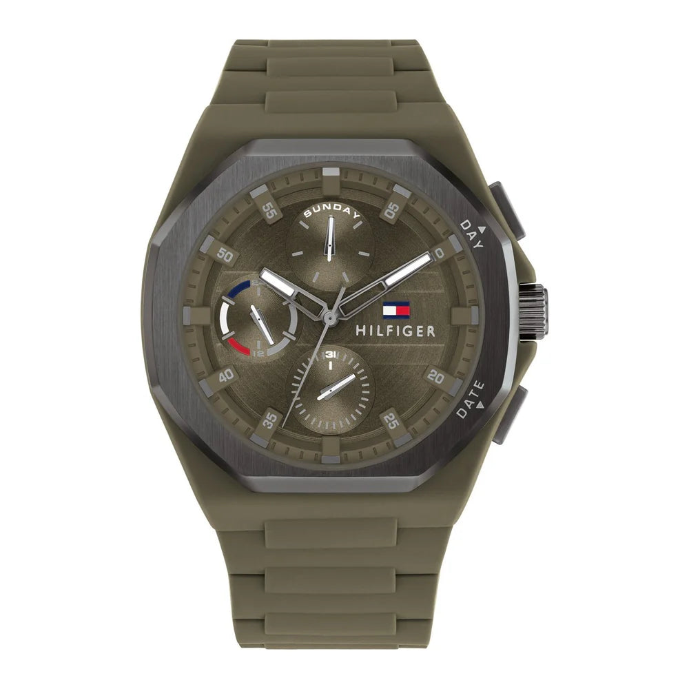 Tommy Hilfiger Silicone Green Dial Multi-function Men's Watch - 1792121