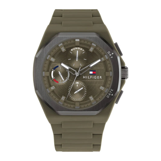 Tommy Hilfiger Silicone Green Dial Multi-function Men's Watch - 1792121