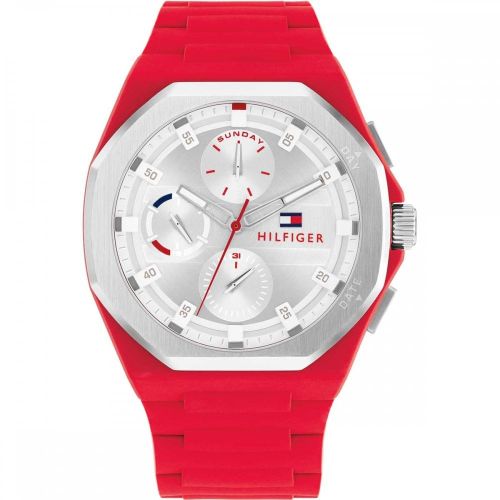 Tommy Hilfiger Silicone Strap with Silver Dial Men's Watch - 1792123