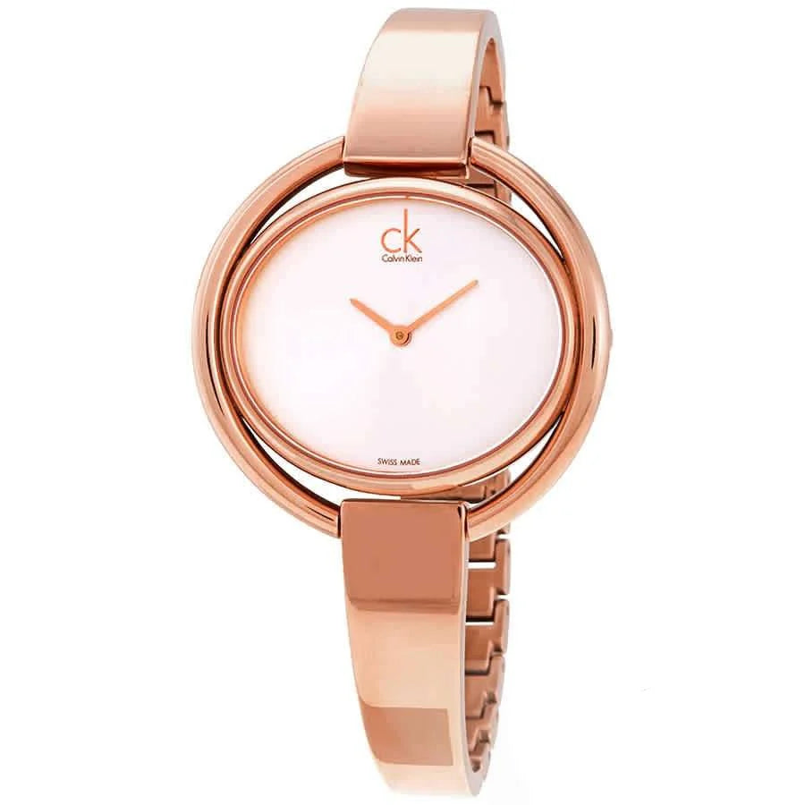 Calvin Klein Impetuos White Dial Rose Gold Steel Strap Ladies Watch - K4F2N616