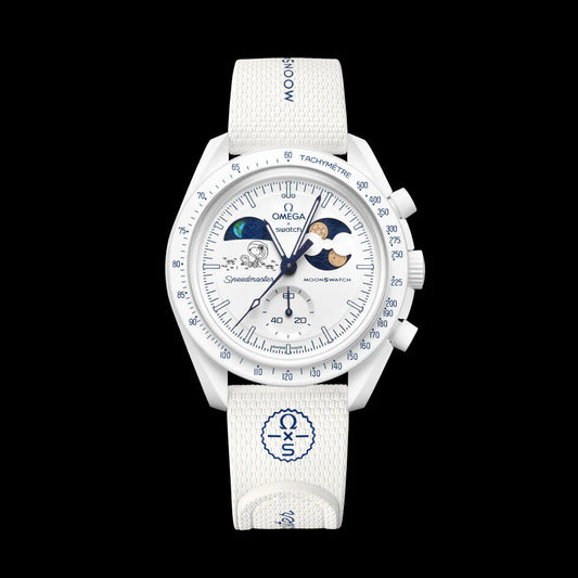 Omega x Swatch MISSION TO EARTHPHASE - MOONSHINE GOLD White Dial Men's Watch - S033W701L