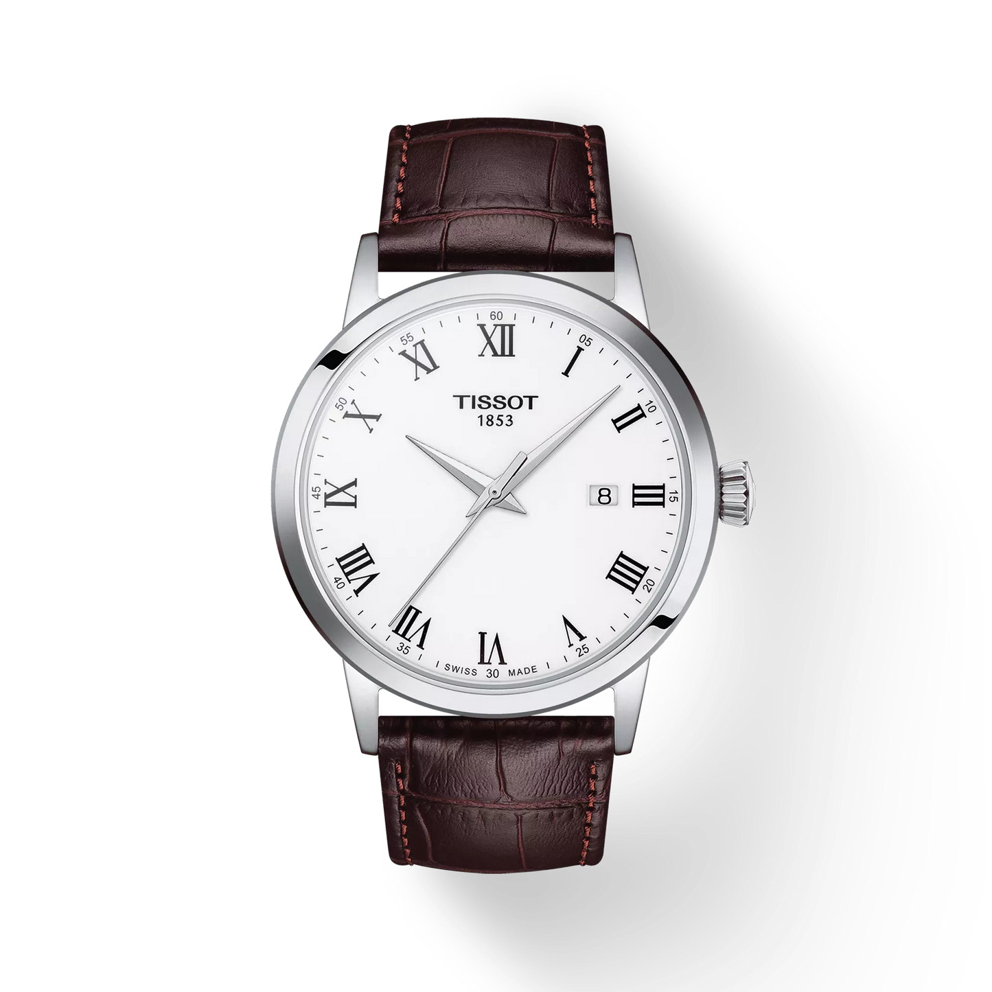 Tissot Classic Dream White Dial Brown Leather Strap Men's Watch - T129.410.16.013.00
