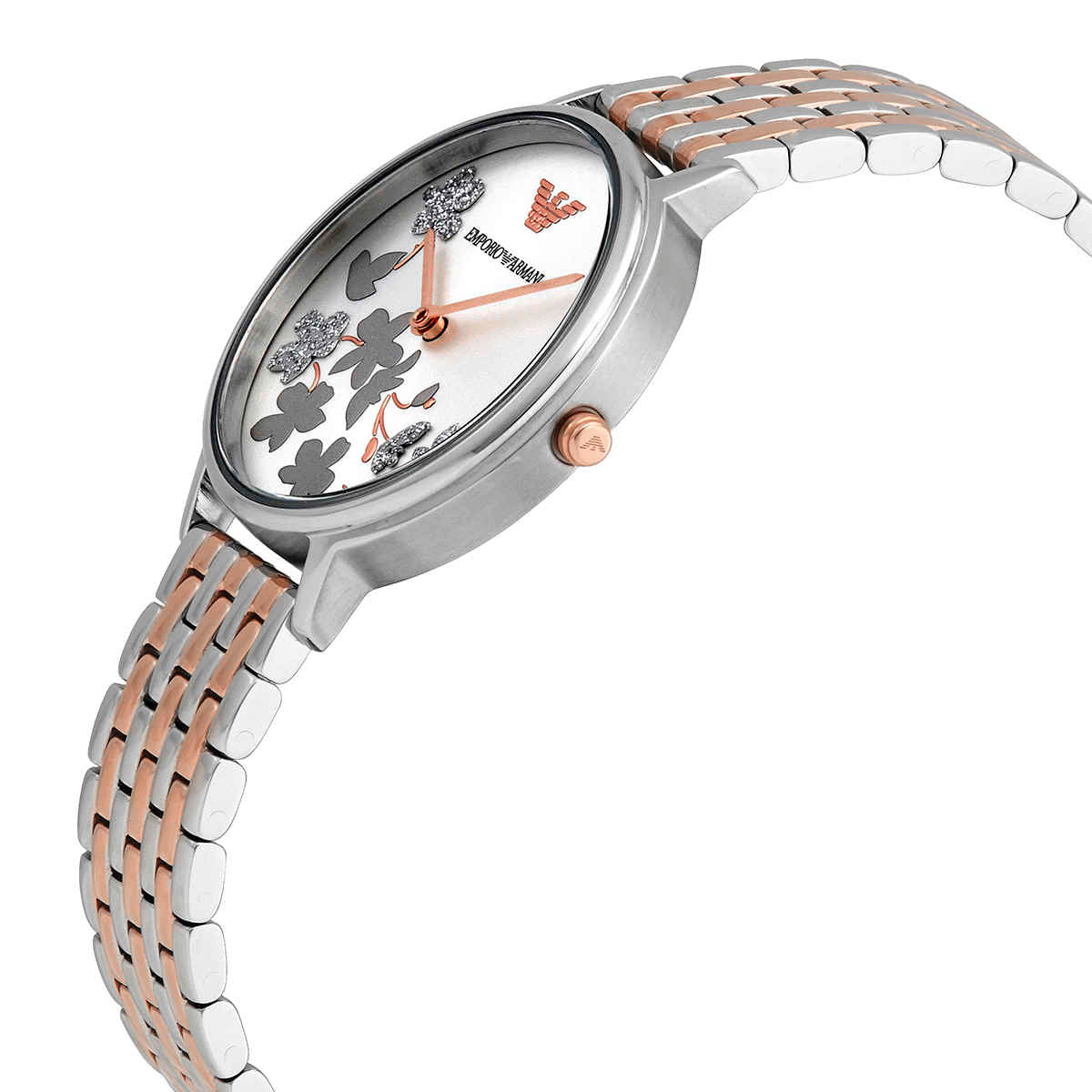 Emporio Armani Floral Dial Dual Tone Ladies Watch- AR11113