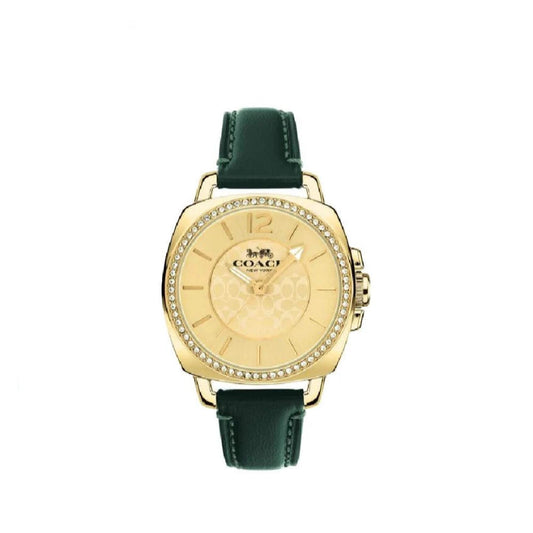 Coach Boyfriend Gold Tone Leather Strap Ladies Watch- 14503982