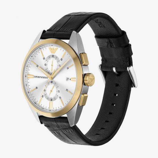 Emporio Armani chronograph black leather men's watch-AR11498