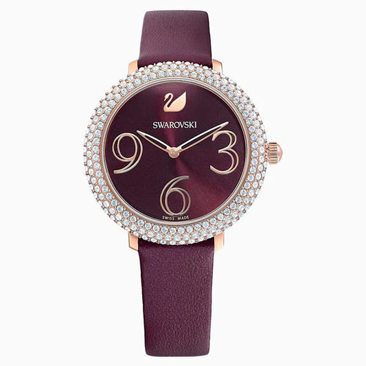 Swarovski Crystal Frost Leather Strap Ladies Watch- 5484064