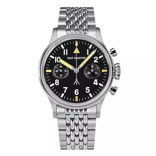 San Martin Manual Mechanical Simple Military Men's Chronograph watch- SN0105-G-JS