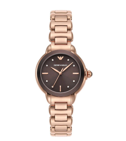 Emporio Armani Three Hands Rose Gold Ladies Watch - AR11570