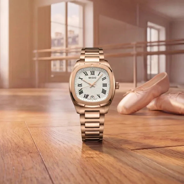 Mido Multifort TV-shaped White Dial 28mm Ladies Watch - M049.110.33.263.00