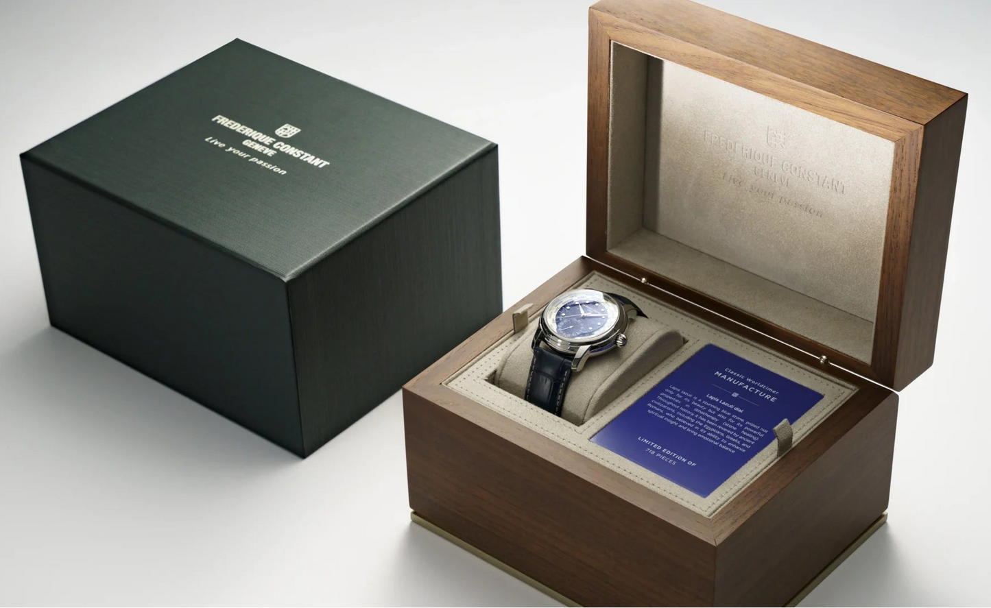Frederique constant Lapis lazuli Blue Dial Classic Worldtimer Limited Edition of 718 pieces Men's Watch -FC-718LA4H6