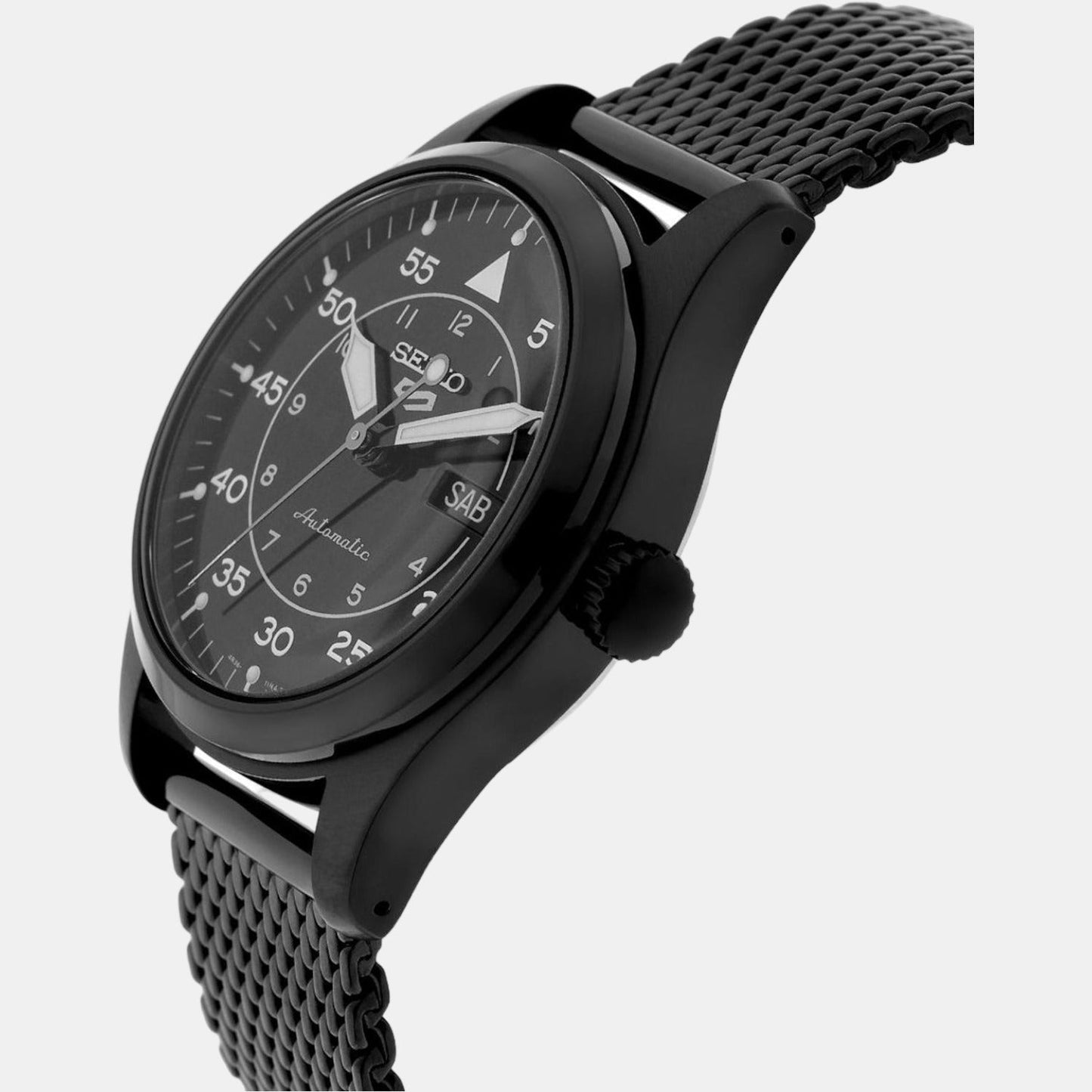 Seiko-5 Sports Mesh Bracelet Black Watch- SRPH25K1