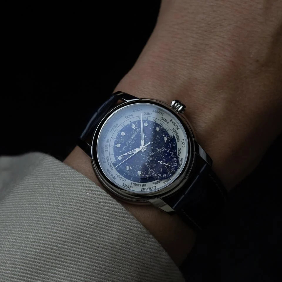Frederique constant Lapis lazuli Blue Dial Classic Worldtimer Limited Edition of 718 pieces Men's Watch -FC-718LA4H6